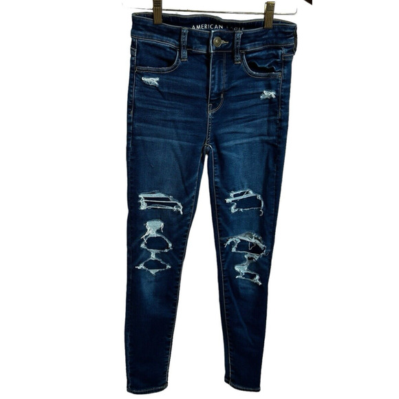 American Eagle AE Womens 2 Short Destroyed Distressed Hi-Rise Stretch Jegging - Picture 3 of 8